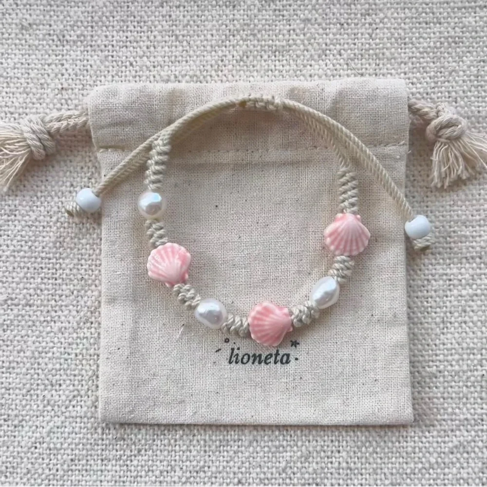 Lioneta Coral Pink Seashell Pearl Bracelet NWT